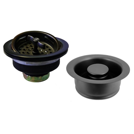 Westbrass Wing Nut Style Large Kitchen Basket Strainer W/ InSinkErator Style Disposal Flange & Stopper in Powd D2155-62